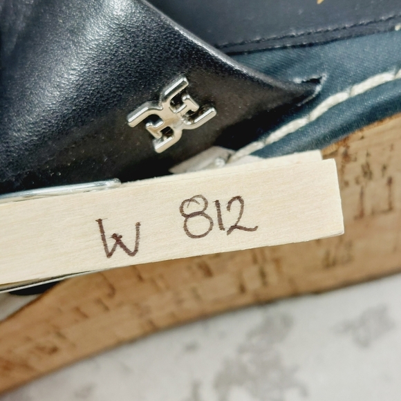 New Sam Edelman Alissa Platform Cork Heel Black Leather Slides Sandals  W812 - Picture 12 of 12